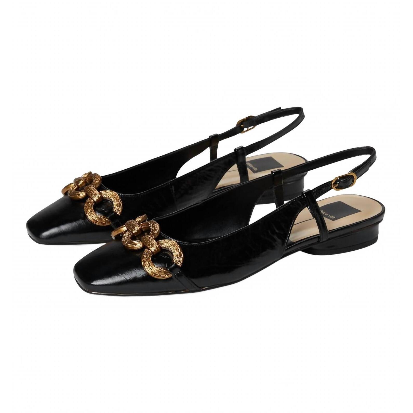 New Dolce Vita Women's Ramano Slingback Flat In Midnight Crinkle Patent